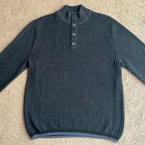 Carbon2Cobalt Navy Knit Henley Cotton Sweater